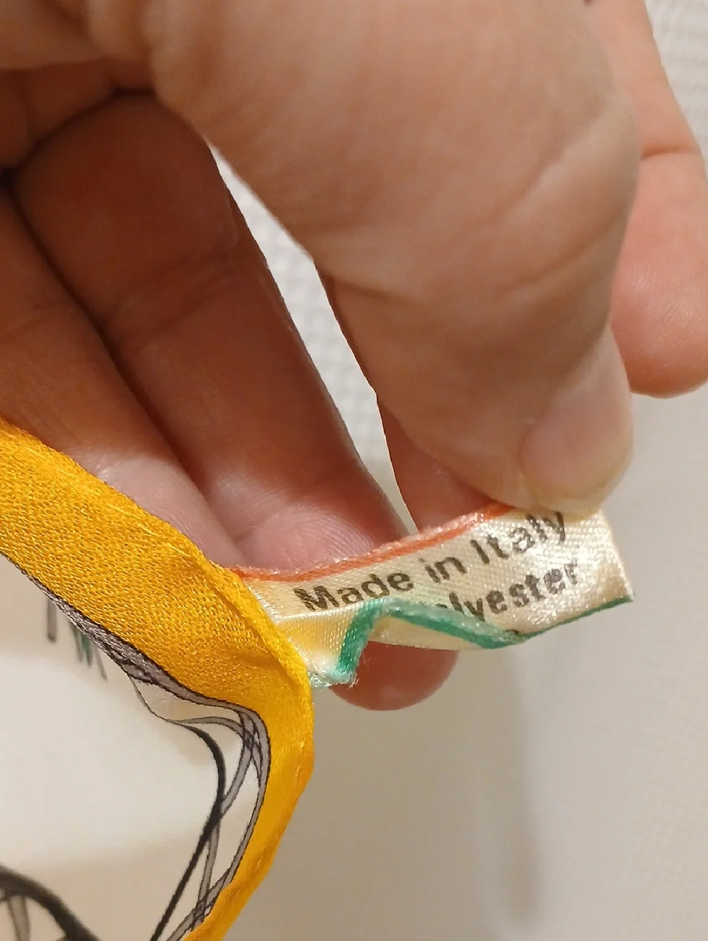 Vintage Italian Scarf White & Yellow Floral Stripe Scarf